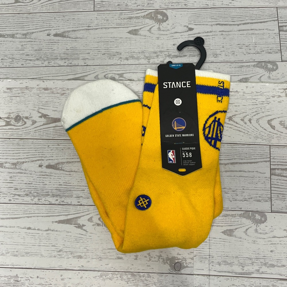 Stance NBA Golden State Warriors Arena Logo Crew Socks Yellow Blue M558D5WARR L